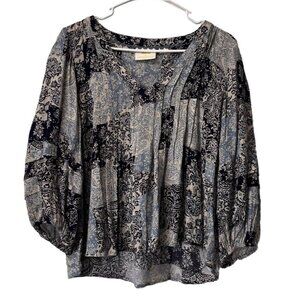 Maeve Anthropologie Sz Small Long Sleeve Floral Paisley Blouse Boho Peasant City
